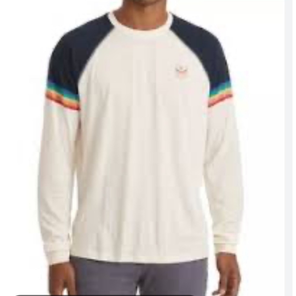 Marine Layer Archives Men's Rainbow Stripe Raglan Long Sleeve Tee Small